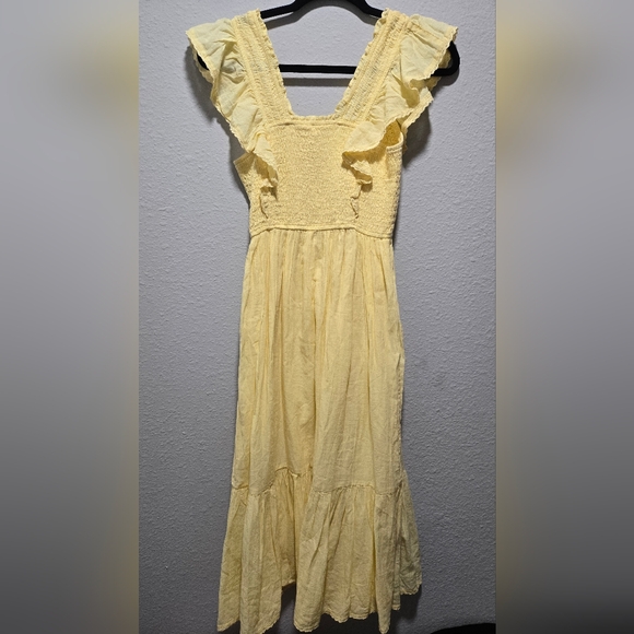 Nwt Aerie Yellow Ruffle Maxi Dress Size Small - Picture 6 of 11